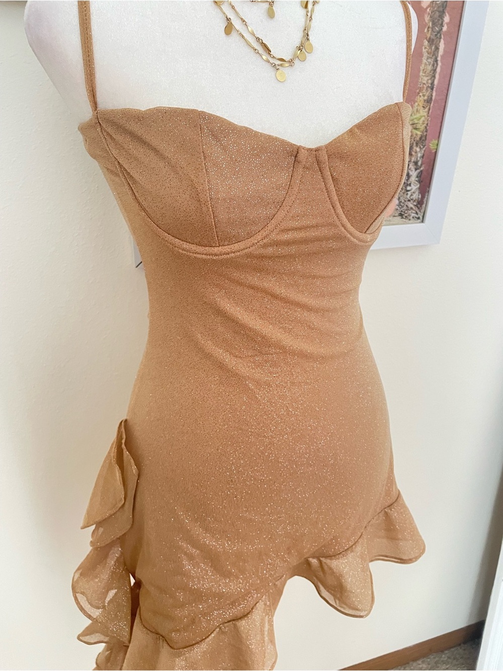Babyboo Dixie Gold Sparkle Glitter Mini Dress in Small New *NO GLOVES* - Picture 5 of 6
